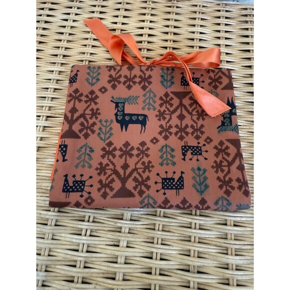 Vintage MCM Swedish Jewelry Pouch Peach With Deer Atomic Animals - Picture 2 of 9